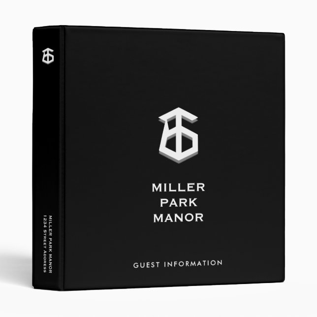 Welcome Guest Information Black 3 Ring Binder (Front/Spine)