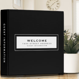 Welcome | Guest Information | Black &amp; White 3 Ring Binder