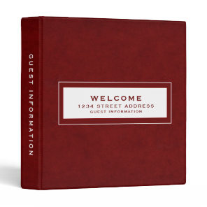Welcome | Guest Information | Burgundy Red 3 Ring Binder