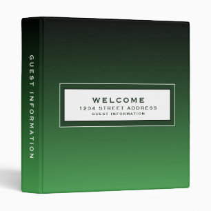 Welcome Guest Information Emerald Green 3 Ring Binder