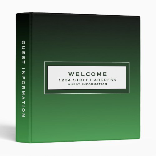 Welcome  Guest Information  Emerald Green 3 Ring Binder