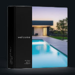 Welcome Guest Information Guide Book 3 Ring Binder<br><div class="desc">Modern guest information binder features a minimal photo design in a classic black and white color palette. "Welcome" and custom rental name or custom text presented in simple font. Shown with a custom welcome message, rental name and photo on the front in modern typography, this personalized professional vacation rental binder...</div>