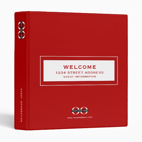 Welcome Guest Information Logo Red 3 Ring Binder