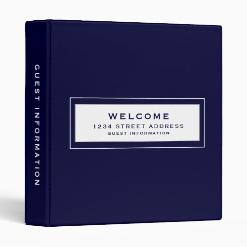 Welcome Guest Information Navy 3 Ring Binder