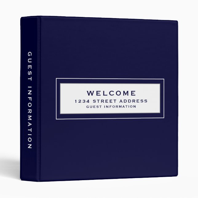 Welcome Guest Information Navy 3 Ring Binder (Front/Spine)