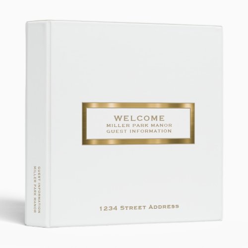 Welcome  Guest Information  White Gold 3 Ring Binder
