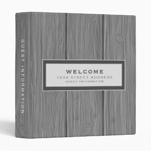 Welcome Guest Information Wood Plank 3 Ring Binder