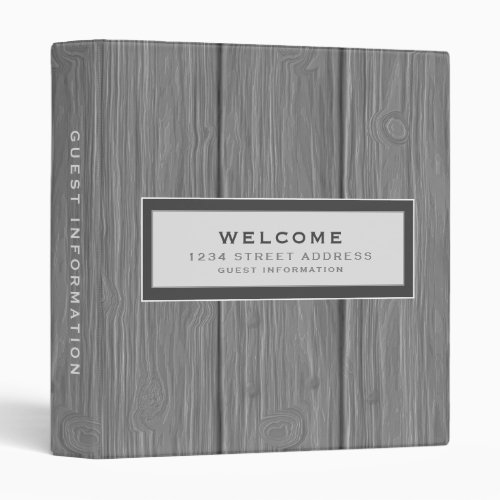 Welcome  Guest Information  Wood Plank 3 Ring Binder