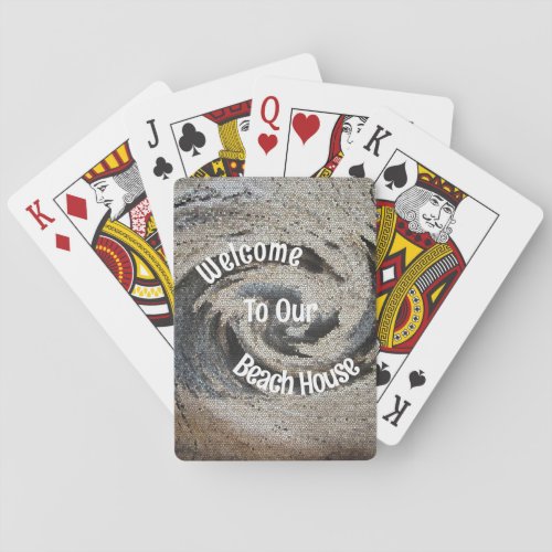 Welcome Guest Rustic Brown Mosaic Beach House Playing Cards