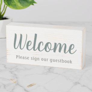 Welcome Guestbook Customizable Wooden Box Sign