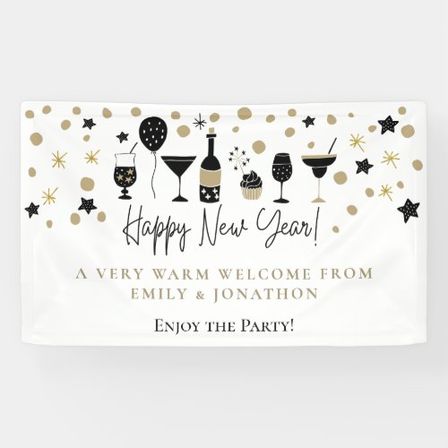 Welcome Guests New Year Party Names Cocktails Banner