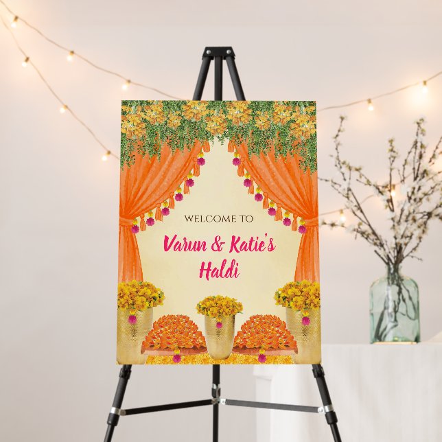 Welcome Haldi decoration & Wedding Haldi signs (In Situ (Stand))