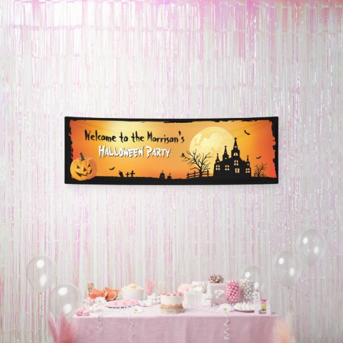 Welcome Halloween Party Spooky Haunted House Banner