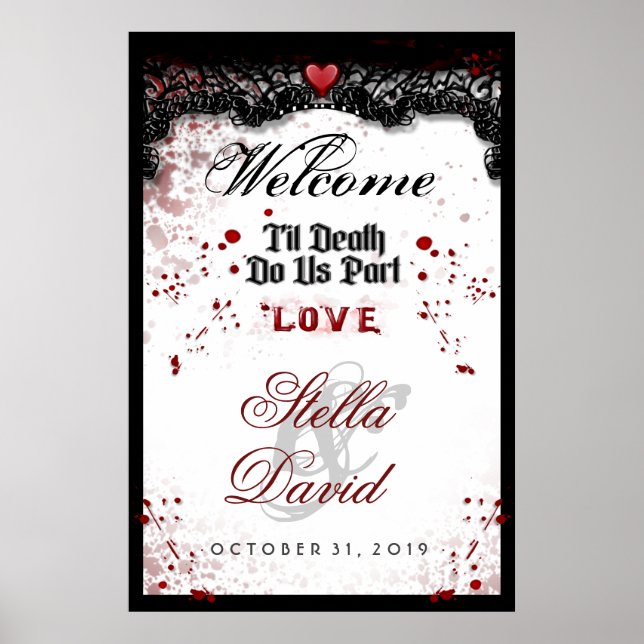 Welcome Halloween Wedding Poster Blood Splatter (Front)