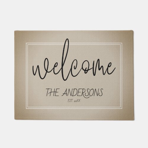 Welcome Hand Lettered Newlywed Doormat