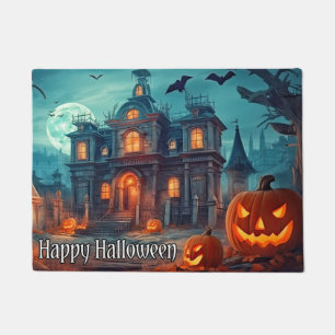 Welcome   Happy Halloween Spooky Pumpkins Doormat