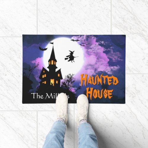 Welcome Happy Halloween with Scary Haunted House Doormat