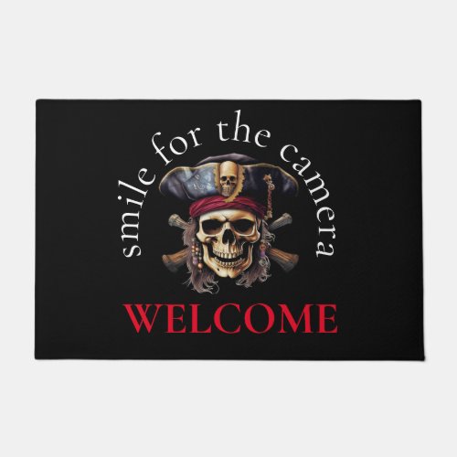Welcome Happy Pirate Skull Doormat