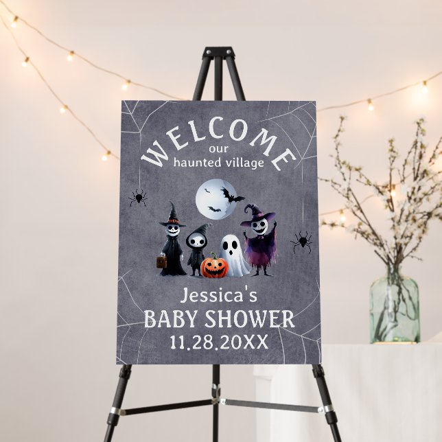Welcome Haunted Village Halloween Baby Shower Foam Board (In Situ (Stand))