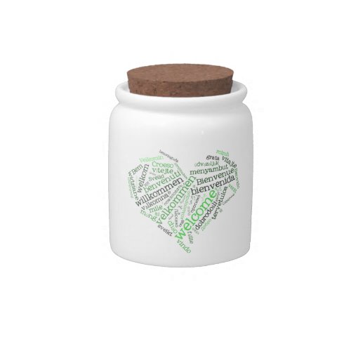 Welcome Heart many languages Candy Jar