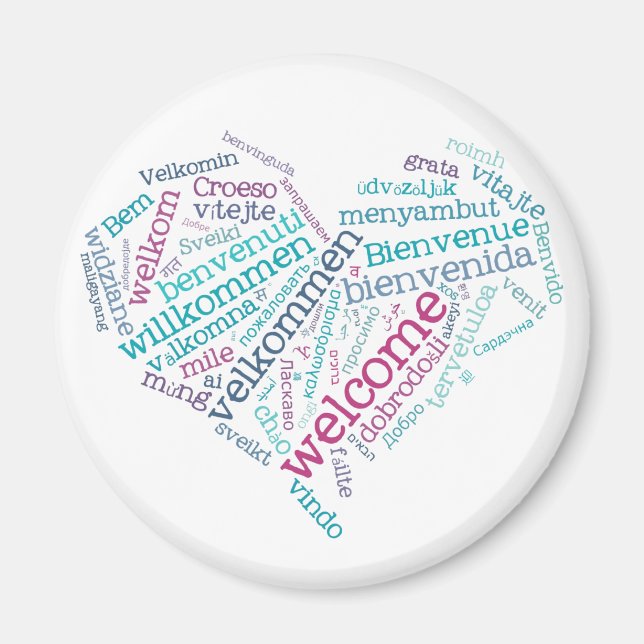 Welcome Heart (many languages) Magnet (Front)
