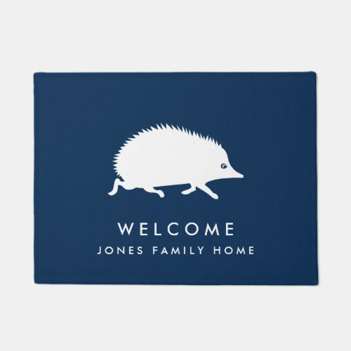 Welcome Hedgehog Custom Family Name Doormat