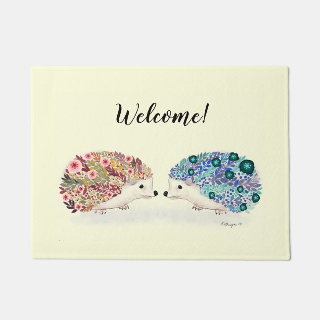 Welcome! Hedgehog Friends Doormat (Front)