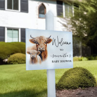 Welcome Highland Cow Baby shower Blue