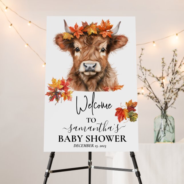  Welcome Highland Cow Baby Shower Halloween Foam Board (In Situ (Stand))