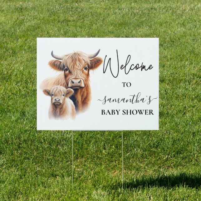 Welcome Highland Cow  Baby shower  Sign (Insitu)