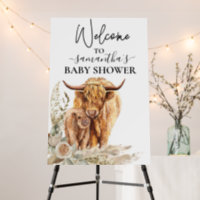 Welcome Highland Cow Calf Baby Shower Boho Foam Board