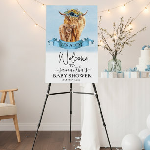  Welcome Highland Cow Calf Baby Shower Boy Foam Board