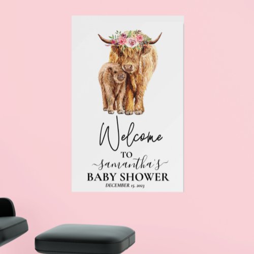  Welcome Highland Cow Calf Baby Shower  Foam Board