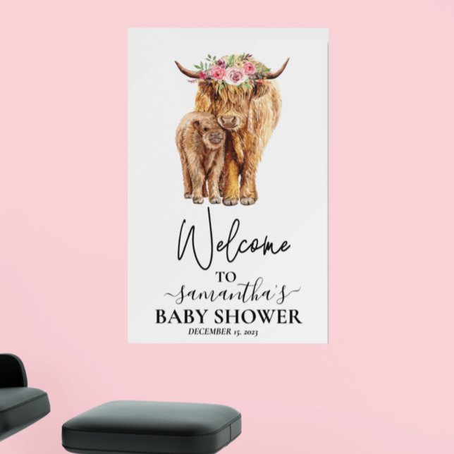 Welcome Highland Cow Calf Baby Shower  Foam Board (Creator Uploaded)