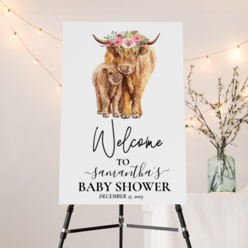  Welcome Highland Cow Calf Baby Shower  Foam Board