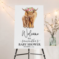 Welcome Highland Cow Calf Baby Shower  Foam Board