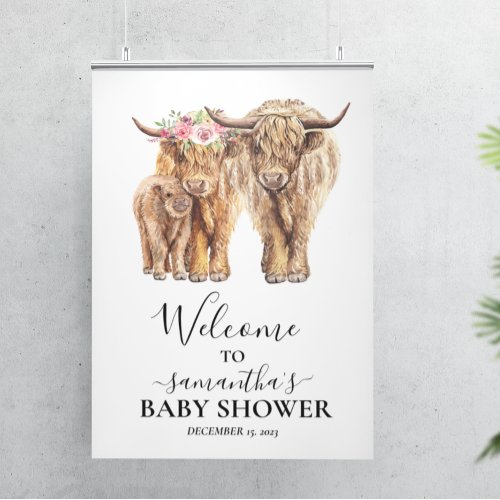  Welcome Highland Cow Couples Baby Shower  Foam Board