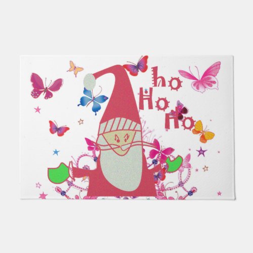 Welcome Hohoho Lovely Merry Christmas  Butterfly Doormat
