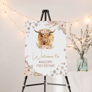 Welcome Holy Cow Highland Pampas Farm Birthday Foam Board