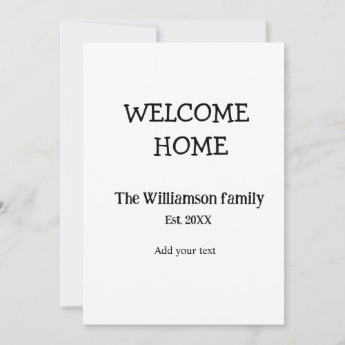 Welcome home add family name year date text person invitation