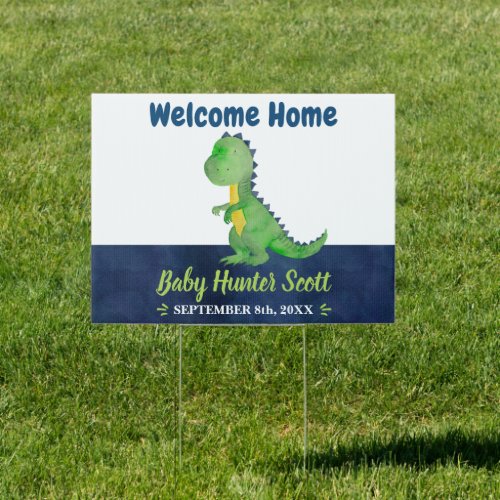 Welcome Home Baby Dinosaur Outdoor Yard Sign