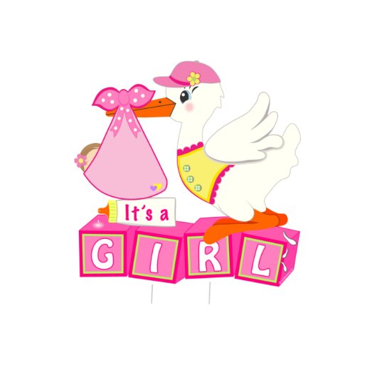 Welcome Home Baby Girl Stork Yard Decoration Sign (Front)