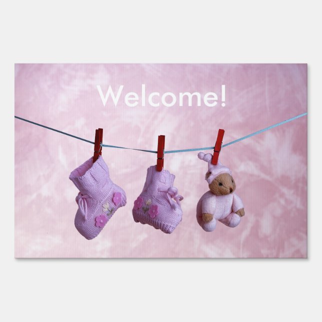 Welcome home baby girl yard flag yard sign (Front)
