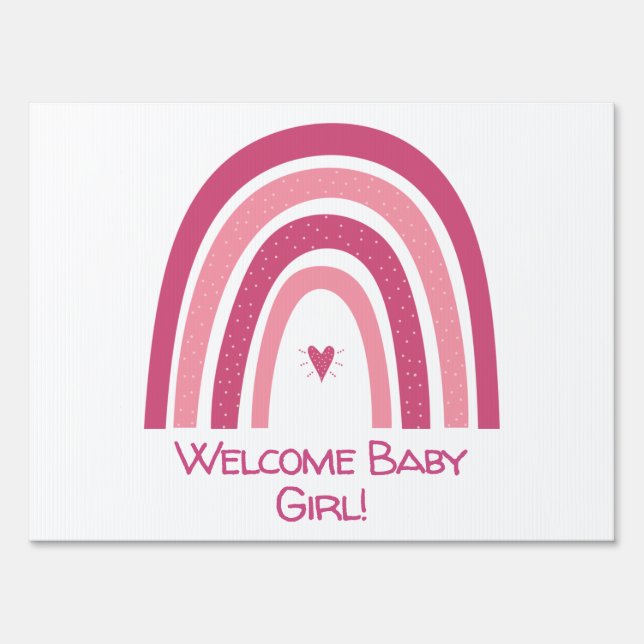 Welcome Home Baby Girl Yard Sign (Front)