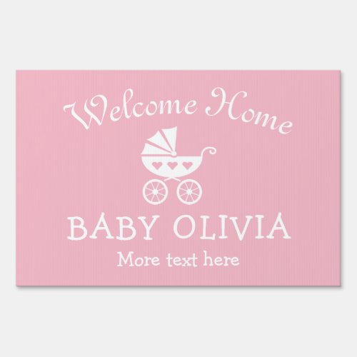 WELCOME HOME baby shower yard sign with carriage