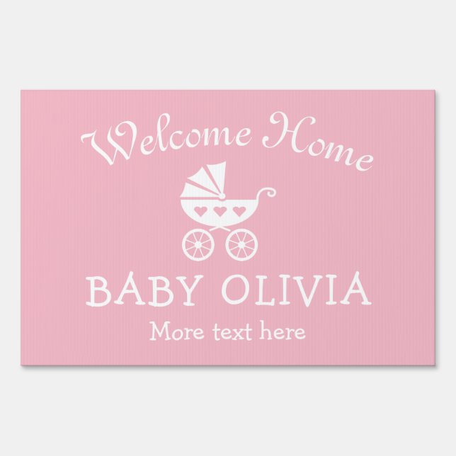 WELCOME HOME baby shower yard sign with carriage (Front)