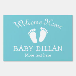 WELCOME HOME baby shower yard sign with footprints