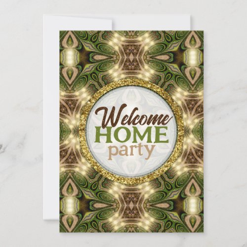 Welcome Home Batik Earth Green Gold Forest Party Invitation