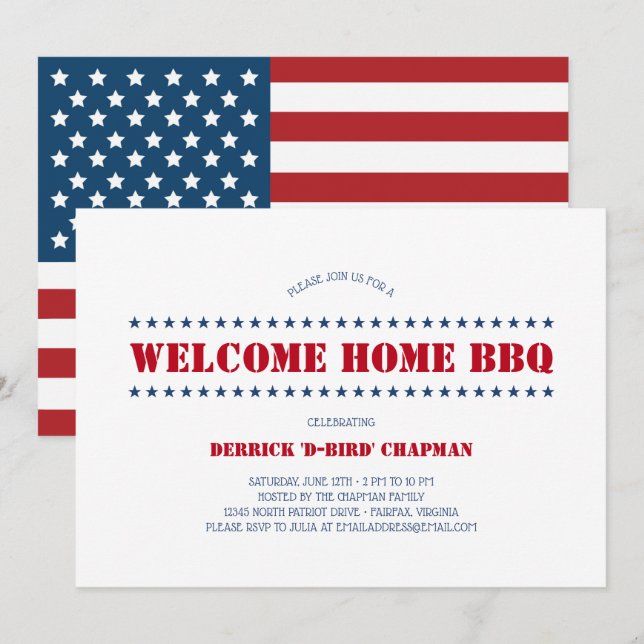 Welcome Home BBQ USA Invitation (Front/Back)