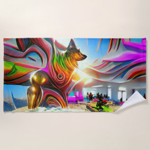 Welcome Home Beach Family German Shepherd Dog Towel